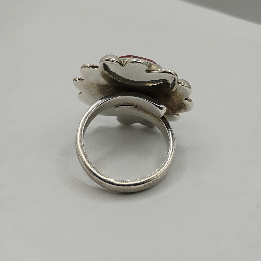 Red Jasper Inlay Sterling Silver Adjustable Ring - Picture 5 of 5